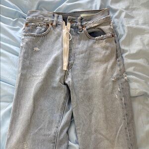 Off-White Light Blue Distressed Women Jeans